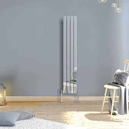 WarmeHaus Vertical Flat Panel Radiator Chrome 1800x272mm Single Column Tall Upright Central Heating Rad