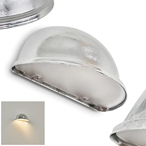HOFSTEIN Außenwandleuchte Wundowie, moderne Außenwandlampe aus Metall/Milchglas in Verzinkt/Weiß, Wandleuchte mit tollem Lichteffekt für Haustür, Terrasse, Hof, Eingangsbereich, E14, IP23