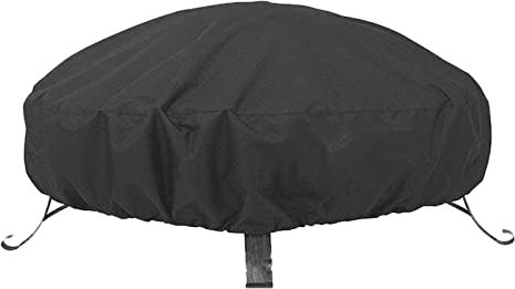 Abdeckung für Feuerschale Wasserdicht Runde Feuerstelle Abdeckung, Winddicht, UV-Beständiges, Abdeckung Feuerschalen für Garten,Terrasse und Balkon, Verstellbarer Kordelzug, Schwarz (120x46cm)
