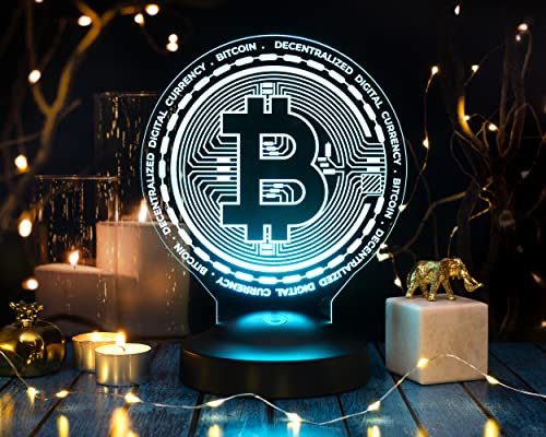 Geschenkelampe Bitcoin 3D Lampe Gravur Geschenk für Kypto Liebhaber für Geburtstag Weihnachten