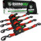 Rhino USA Selbstaufrollende Spanngurte (4er-Pack) - 2.5cm x 3m (540kg Bruchfestigkeit) - Hochleistungs-Automatik-Spanngurte für LKW, Anhänger, Motorrad, Fahrrad & Mehr - Rot