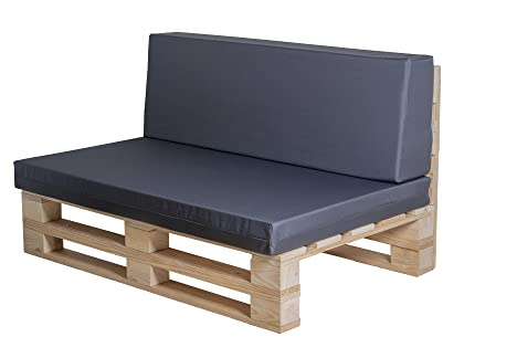 Kissen aus wasserdichtem Stoff für PALETS Sofa (Sitzfläche + Rückenlehne, Grau, 100 x 60 cm)