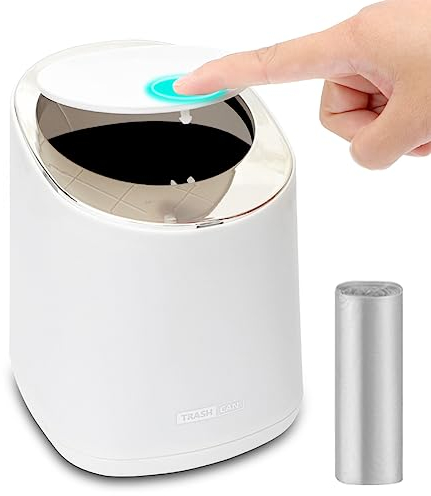 LUPATDY Mini mülleimer mit Deckel Tischmülleimer - 3.5L Abnehmbar Tischmülleimer mit Müllsäcke, Deckelöffnung mit Einem Tastendruck Geeignet für Esstisch, Schreibtisch, Büro, Wohnzimmer, Küche