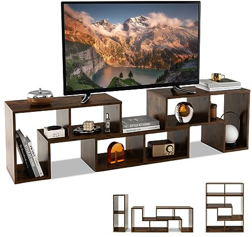 CASART TV Stand for TVs up to 65”, Free Combination Media Entertainment Center 3PCS DIY Wooden TV Console Table, Modern TV Cabinet Home Office Storage Shelf Unit for Living Room Bedroom (Rustic Brown)
