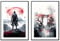 MJ-Graphics | Poster Set Japan Samurai Temple Wohnzimmer & Schlafzimmer | 2x Din A3 300g Qualitätsdruck | Meditation Zen | Rot-Weiß Wanddeko ohne Rahmen