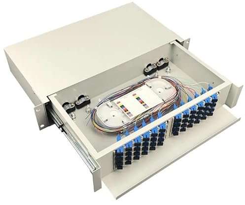 48-Port-Glasfaser-Klemmenkasten, Glasfaser-Patchfeld, SC, FC, LC-Pigtail, ODF, 2U, 48 Multimode, OM1, OM2, OM3 (Size : 48 CORE SC MM OM3)