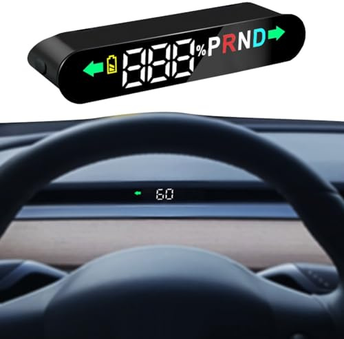 Auto HUD Head Up Display, HUD Head-up-Display für Tesla Model 3/Y Elektronischer Tacho Signal Getriebe, Fahrzeuggeschwindigkeit, Gangposition, Blinker, 12V