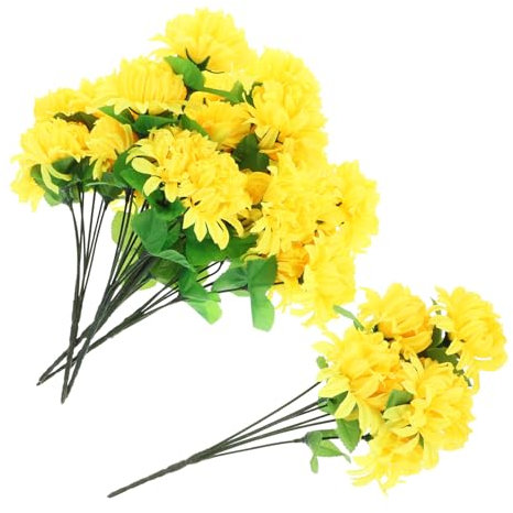 Cabilock 6 Bouquet De Cimetière Fleurs De Mamans Artificielles Bouquet Funéraire Boule De Chrysanthème De Fleurs Artificielles Fleur Tombe Dédié Fleur Artificielle
