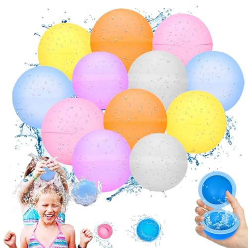 UNISOPH Wasserbomben Wiederverwendbar, Wiederverwendbare Wasserbomben, Selbstschließend, Wie Wiederverwendbare Wasserbomben, Wiederbefüllbare Wasserbomben Für Party Wasserschlachten (12pcs)