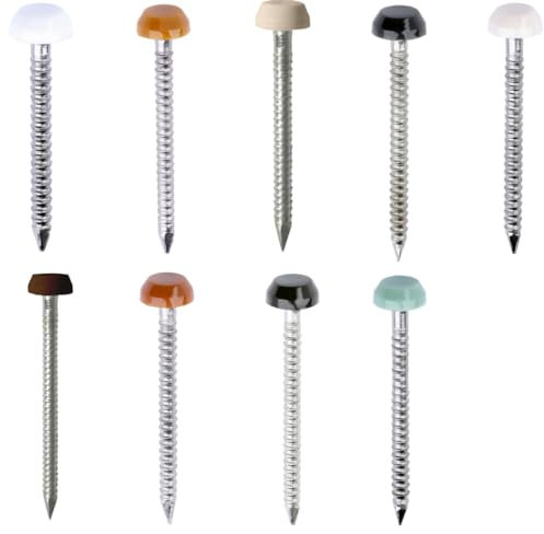 UPVC Poly Top Pins Nails Plastic Headed Fascia Fixings 25-40mm (Pack of 20, 50, 100, 200, 500) (50, White 25mm)