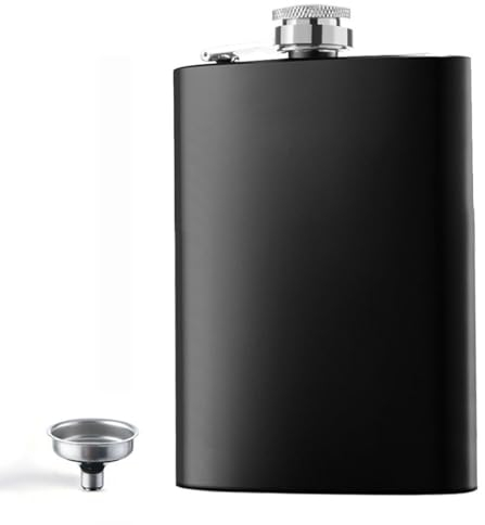 LAWALEISHE 8 oz Hip Flask,Stainless Steel Hip Flask and Funnel,Portable Leak Proof Hip Flasks Whiskey Flasks or Men Women for Skiing, Hiking, Fishing, Party (1)