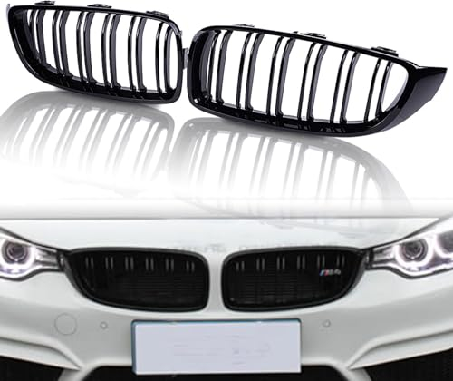 Auto Kühlergrill, für BMW 4 Series M3 M4 F32 F33 F36 F80 F82 428i 435i 2014-2018 Wasserfest uv beständig Auto frontstoßstange Zubehör,M Color-Double Line