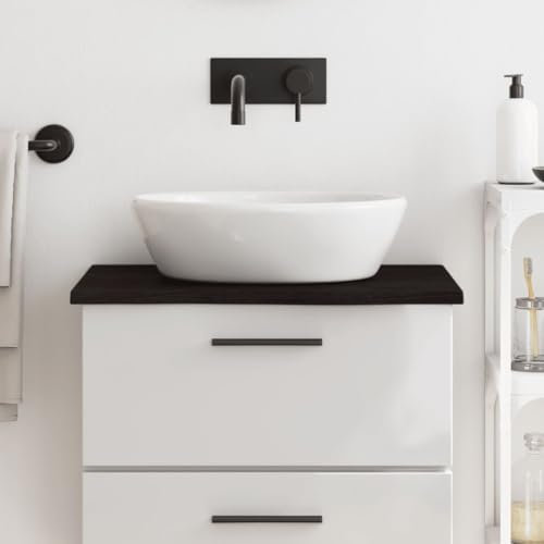 Encimera baño Madera Maciza tratada marrón Oscuro 60x60x2 cm,Lavabo sobre encimera, Lavabo de tocador, Lavabo sobre encimera para baño