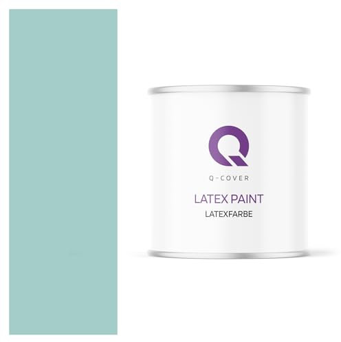 Q-COVER Latexfarbe 2 L Minzblau Innenfarbe Wandfarbe Deckenfarbe Klasse 3 Mattfarbe Scheuerfest Hohe Deckkraft