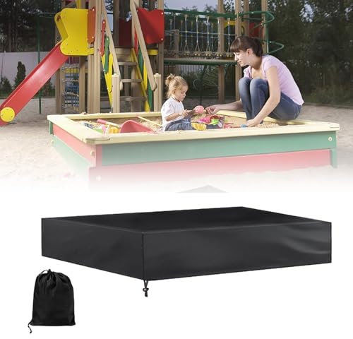 Sandkastenabdeckung aus 420D Oxford-Stoff, Wasserdichte, Staubdichte Sandkastenabdeckung für Den Pool, Schutz für Sandkästen mit Kordelzug, Sandkastenplane, Sandkastenabdeckung(Noir,180x180x20cm)