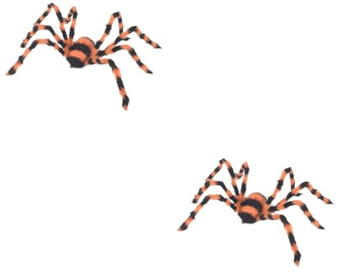 BESTonZON 2pcs Halloween Spider Decoration Scary Spider for Halloween Giant Spider Decorations Big Spider Decoration Realistic Spider Plush Porch Spider Toy Spooky Spider Props Iron