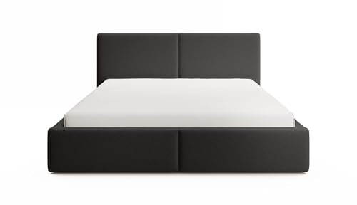 FEDVE Bett 180x200 Grau - Toreira Slim Polsterbett Mit Bettkasten - Doppelbett Mit Stauraum - Schlafzimmer Bett