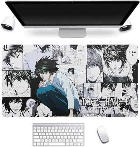 BIEGMAI Death Note Mauspad, Anime-Mauspad, leicht, Yagami/L/Ryuuku, bedruckt, Gaming-Computer, Tastatur, Laptop-Matte, wasserabweisend, Mauspad für Büro, Studenten, Desktop (1, 80 x 30 cm)