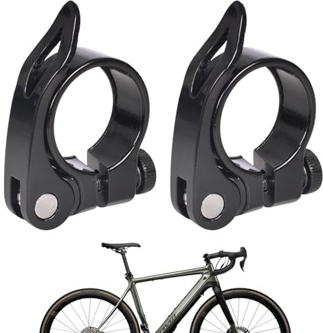 Homirty 2 Pezzi Morsetto per Reggisella, Chiusura Sella Morsetto Reggisella da Bici a Sgancio Rapido, Pinze Reggisella in Alluminio, Morsetto per Sella, Collarino per Bici Reggisella, 31,8mm, Nero