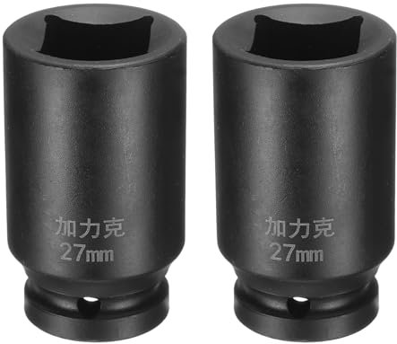 QUARKZMAN 2Pcs 4 Pointe Douille Carrée 3/4 Drive Par 27mm Douille à Choc Carrée Métrique 40CR Douilles de Roue Standard Noircissantes Douille Pneumatique pour Réparation Automobile