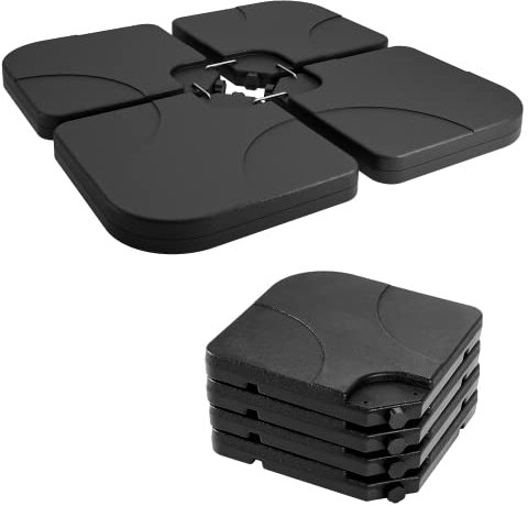 Crystals Set of 4 Cantilever Parasol Base Weights, Fillable with Sand or Water - Heavy Duty Plastic Outdoor Umbrella Stand Base, Square & Fan Shapes (Square Parasol Base)