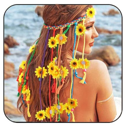 Flovel Sunny Serre-tête tournesol bohème jaune floral pour femme