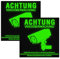 2025 Upgrade Nacht Fluoreszenz Schild Videoüberwachung Privatgrundstück Achtung, Aluminium Schild Kameraüberwachung Hinweisschild videoüberwacht (2 Stück, Quadrat,15 * 15 cm)