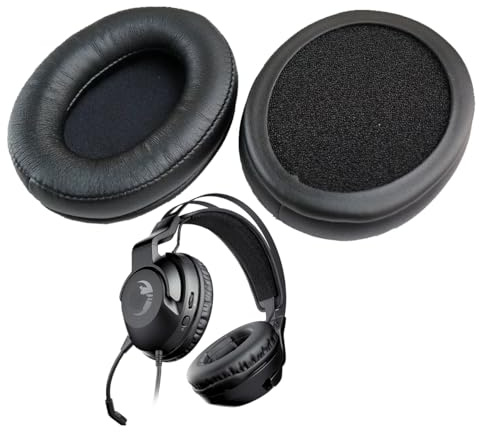 V-MOTA Ersatz-Ohrpolster für Roccat ELO X, ELO 7.1 Air, ELO 7.1 USB, Khan Pro, Khan Aimo 7.1 Gaming-Headset (Leder, schwarz, dick 20 mm)