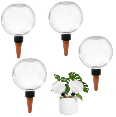Taicols 4 Stück Bewässerungskugeln für Pflanzen, Automatische Pflanzenbewässerungsgeräte, 500ml Transparente Bewässerungskugel, Wasserspender Pflanzen Für Topfpflanzen Im Innen Und Außenbereich