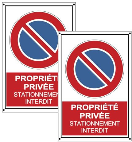 REIGY 2 Pièces Panneau Propriété Privée Stationnement Interdit Aluminium 20 * 30 CM, Pancarte Propriété Privée Défense de Stationner Metal, défense d'entrer, Résistant aux UV