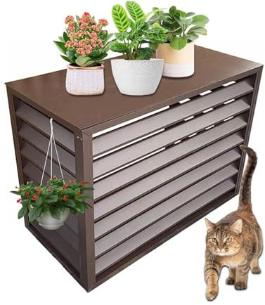 CVERTHAF Brise-Vue extérieur en Aluminium pour climatiseur et Pompe à Chaleur, Protection Contre Les Regards indiscrets et réduction du Bruit (Marron, 110 cm)