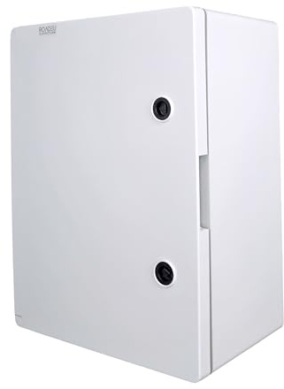 RoadEu – Schaltschrank IP65 400x300x195mm – Kunststoff Wandgehäuse mit Dreikantschlüssel, Kabelverschraubungen, DIN-Schiene & Montageplatte – Leergehäuse für Elektroinstallationen außen