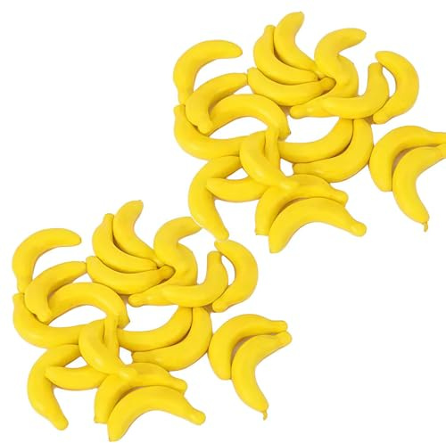 40Pcs Yellow Mini Fake Banana Fruit, Foam Vegetables Fruit as Home Party Ornament Craft Photography Props Gift, Simulation Fruit Props for Photography Blenders and Sponges, Artificial Fruits (3-6CM)