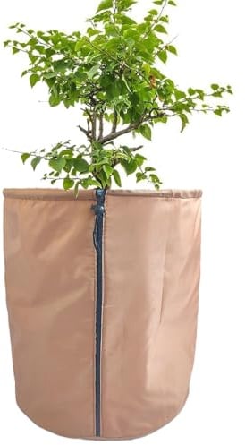 Housse d'isolation pour Pot de Fleurs pour l'hiver, Respirante et très résistante pour en Pot et arbustes, Doublure intérieure en Feuille d'aluminium, Kaki, 70 cm