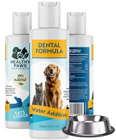 Heathly Paws Inc Dental Water Additive for Dogs & Cats - Supports Clean Teeth, Fresh Breath & Healthy Gums - Plaque & Tartar Control - No Brushing Needed