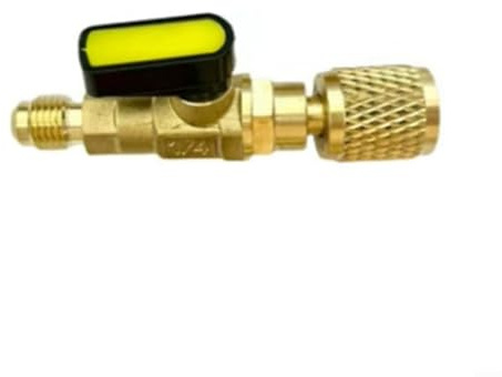 Momfin Klimaanlagen-Kugelhahn-Adapter Zubehör mit 1/4 SAE-Stecker und Buchsenenden, kompatibel mit R12 R22 R134A R32 R454 kompaktem Kugelhahn-Adapter (gelb)