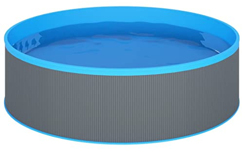 Planschbecken 350x90 cm Grau Stahlwandbecken mit blauer PVC-Auskleidung, 7200 L Fassungsvermögen, Gartenpool für Sommer, Familienbecken für Baden und Schwimmen