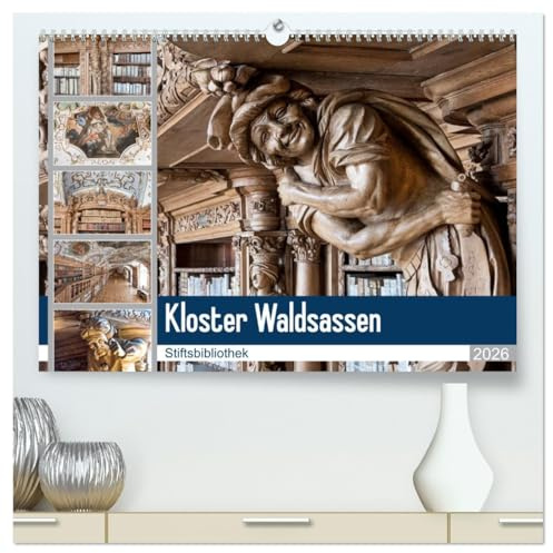 Kloster Waldsassen Stiftsbibliothek (hochwertiger Premium Wandkalender 2026 DIN A2 quer), Kunstdruck in Hochglanz: Eine berühmte Stiftsbibliothek stellt sich vor (CALVENDO Orte)