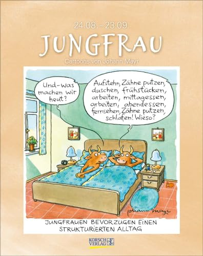 Jungfrau 2025: Sternzeichenkalender-Cartoonkalender als Wandkalender im Format 19 x 24 cm.