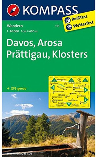 KOMPASS Wanderkarte Davos, Arosa, Prättigau, Klosters: Wanderkarte. GPS-genau. 1:40000 (KOMPASS-Wanderkarten, Band 113)