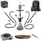 Amy Deluxe Shisha Set komplett 2 Anschlüsse 2 Schläuche Wasserpfeife schwarz (Black Powder) 50cm Kohle Anzünder Kamin Tabakkopf Birkenholz Tasche
