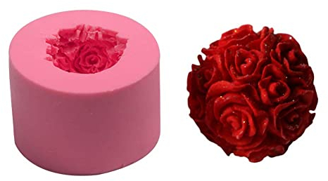 WANDIC Molde de Silicona, diseño de Rosas en 3D, para decoración de Velas, jabones, Juguetes Decorativos, Manualidades