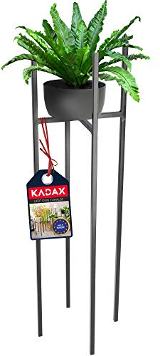Kadax Support pour pot de fleurs en acier résistant aux intempéries Noir 26 x 26 x 87 cm