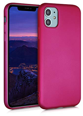 kwmobile Custodia Compatibile con Apple iPhone 11 Cover - Back Case Morbida - Protezione in Silicone TPU Effetto Metallizzato rosa metallizzato