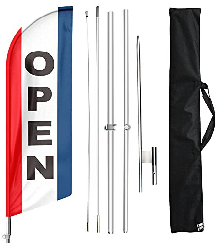 FSFLAG drapeau plume ouvert avec kit de mât et piquet de terre, drapeau plume publicitaire, 3.3m