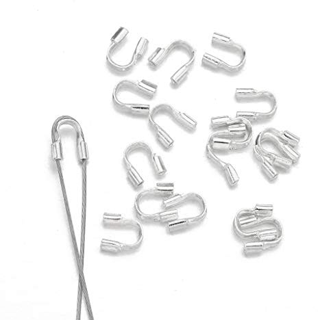 Yushu - 100 Stück U-förmige Röhren-Schnallen, Silber/Gold, Drahtfaden, Schutz- und Schutzschlaufen, U-förmige Schmuck-Zubehör, für DIY-Schmuckherstellung