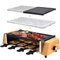 Syntrox Germany RAC-1200W-Murten Raclette im Holz Design mit geteilten Platten Heißer Stein & Grillplatte, Gewicht: 7,5 kg