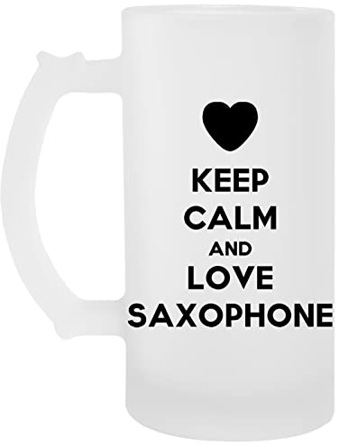 Keep Calm And Love Saxophone Transparent Bier Becher Beer Mug