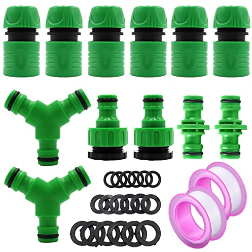 Miyobing Kit de Connecteur de Robinet Tuyau d'arrosage Raccords Tuyau d'arrosage Rapides(6Pcs 1/2 Tuyau Rapides Raccord, 2Pcs Double connecteur,2Pcs Connecteur Nez de Robinet, 2Pcs Séparateur en Y)