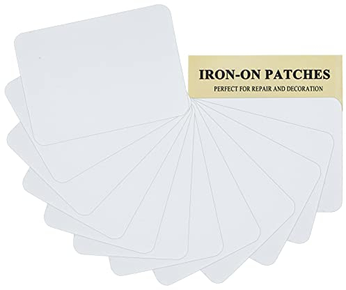 12 Stück hochwertige Stoff-Flicken zum Aufbügeln, starker Klebstoff, 100% Baumwolle, weiß, Reparatur-Set, Größe 7,5 x 10,5 cm